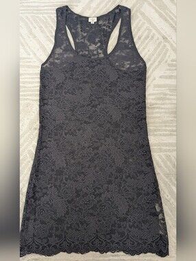 Aritzia Wilfred Charcoal Gray Lace Racerback Tank - XXS